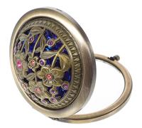 Supvox Espejo De Maquillaje Vintage: Mini Espejo De Maquillaje Redondo De Aleación De Metal, Espejo Redondo Plegable De Doble Cara De 2,5 Pulgadas Con Decoración De Flores Huecas En Relieve