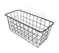 SUPVOX Estante de Hierro Negro sin Taladro para Pared, Cesta Colgante de Almacenamiento para Baño y Cocina, Organizador Resistente Multifuncional para Artículos Diversos, Malla Metálica