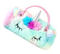 SUPVOX Estuche para Gafas de Unicornio de Peluche Colorido, Portátil y Plegable para Niñas, Protector Antirrayaduras y Resistente a Presión, Bolsa de Mano Infantil para Gafas de Sol