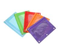 SUPVOX Estuche para Lápices de Oficina 3 Orificios Tela Oxford Resistente Tamaño B5 5 Unidades Colores Rojo Naranja Verde Fluorescente y Azul Bolsa Organizadora para Documentos