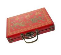 SUPVOX Estuche Portátil de Mahjong Retro 24 Caja de Madera para Almacenamiento Contenedor de Juego Multifuncional Diseño Práctico para y Incluye Asa