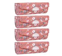 SUPVOX Estuche Portátil para 4 Pintalabios con Espejo Diseño Floral Francés Color Rosa Organizador Compacto para Bálsamo Labial y Brillo de Labios Adecuado para Viaje y Uso Diario