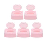 SUPVOX Estuche Portátil para Toallitas Húmedas Infantiles con Tapa Abatible, Contenedor Recargable para 5 Unidades, Color Rosa, Organizador Anti-polvo Adecuado para Viaje y Uso Diario
