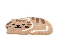 SUPVOX Felpudo Antideslizante de Felpa Diseño de Gato, Alfombra Absorbente para Interiores, Color Caqui, Adecuado para Baño, Cocina y Dormitorio, Alfombra Decorativa Hogar
