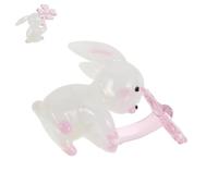 SUPVOX Figura Decorativa de Conejo de Cristal Pequeña Conejito Sosteniendo Flores, Mini Figura de Cristal de 63x21x43mm para Decoración de Mesa y Estantería en Hogar, Adorno Primaveral