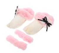 SUPVOX Forros Cálidos de Felpa Extraíbles para Zuecos Talla 40-41 Plantillas Peludas Gruesas para Invierno Forro Interior Lavable para Pantuflas y Zapatos Color Negro con Lazo de