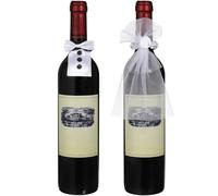 SUPVOX Fundas Decorativas para Botella de Vino para Boda 4 Piezas, Diseño Traje Novia y Novio, Material Cómodo y Ajustable, Accesorio Adecuado para Fiestas y Regalos de Matrimonio