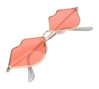 SUPVOX Gafas de Sol Forma de Labio Doradas y Lentes Naranjas Rosas, Accesorio de Fotografía de Moda para Playa, Fiesta y Viajes, Gafas Decorativas Protección UV