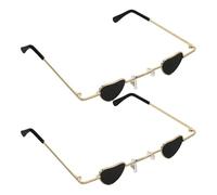 SUPVOX Gafas de Sol Mini Forma de Corazón, Montura Pequeña Dorada, Lentes Grises, 2 Unidades, Estilo Hip Hop para Adultos, Protección UV para Fiestas, Viajes y Uso Diario