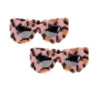 SUPVOX Gafas de Sol Peludas Estampado de Leopardo, Diseño Ojo de Gato, 2 Unidades para Mujer, Accesorio Divertido para Fiestas y Carnavales, Protección Solar y Comodidad