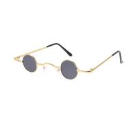 SUPVOX Gafas de Sol Redondas Punk Estilo Vintage con Montura Metálica Dorada Lentes Negras con Protección UV para Hombre y Mujer Accesorio Adecuado para Fiestas y Uso Diario