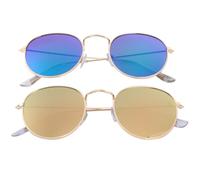 SUPVOX Gafas de Sol Retro de Metal 2 Unidades Montura Redonda, Lentes de Colores (rosado Chic y Verde Espejo), para Mujer y Hombre, Accesorios para Playa y Exteriores