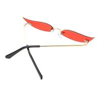 SUPVOX Gafas de Sol sin Marco de Metal para Mujer, Gafas Divertidas para Fiesta de Baile, Diseño Ligero y Compacto, Color Dorado Lente Rojo Océano, Accesorio Adecuado para Carnaval