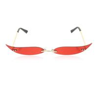 SUPVOX Gafas de Sol sin Montura de Metal para Mujer, 1 Unidad, Color Dorado Lentes Rojo Océano, Gafas Divertidas y Novedosas para Fiestas, Carnaval y Eventos Temáticos