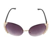 SUPVOX Gafas de Sol sin Montura para Mujer, Cristales Degradados Grises y Montura Dorada, Adornadas Gemas, Diseño Creativo para Playa y Fiestas, Gafas de Moda Decorativas