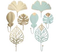 SUPVOX Ganchos para Colgar Llaves y Sombreros, 8 Piezas Metálicos Huecos en Forma de Hoja, Colores Dorado y Verde, Perchas de Pared Multifuncionales para Baño, Cocina y Dormitorio,