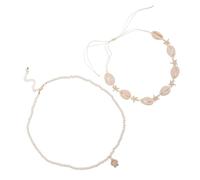 SUPVOX Gargantilla de Conchas Marinas y Tortuga, Collar Bohemio de Playa para Mujer y Adolescentes, Doble Capa Perlas de Plástico, Collar de Playa Artesanal para Vacaciones y Clima