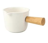 SUPVOX Jarra de leche de cerámica con mango de madera, jarra de arte latte para espresso y crema, jarra de crema de leche para cafetería y uso doméstico