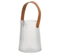 SUPVOX Jarrón de Cristal Transparente para Plantas y Flores con Asa de Cuero PU, Tamaño Pequeño, Florero Decorativo Portátil para Hogar, Oficina y Sala, Jarrón de Cristal Decorativo