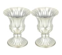 SUPVOX Jarrones de Flores para Tumbas de Hierro 2 Piezas Base Estable Color Dorado Claro para Decoración de Cementerio, Flores Artificiales y Uso Funerario