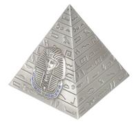 SUPVOX Joyero PiráMide De Metal Plata 3.93X3.54X3.54In Caja De Almacenamiento Decorativa Egipcia Con JeroglíFicos Para Joyas Llaves Y Escritorio