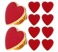 SUPVOX - Juego de 10 pines de aleación de zinc de corazón rojo para ropa, alfileres de ropa decorativa para solapas y sombreros, accesorio de San Valentín y boda