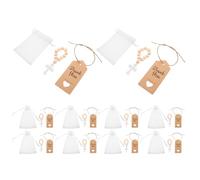 SUPVOX Juego de 10 Rosarios Bautismales Cuentas de Madera y Cruz Tallada a Mano, Incluye Bolsa de Organza y Tarjeta, Recuerdo Católico para Bautizo, Comunión y Shower, Obsequio Niña