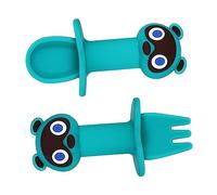 SUPVOX Juego De 2 Piezas Cuchara De Silicona Para Utensilio Condujo Vajilla Horquilla Bebés Destete Alimentación Cuchara Infantil Tenedor Infantil Material De Silicona Blue