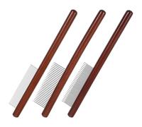 SUPVOX Juego de 3 Peines para Mascotas con Mango de Madera Peine para Perros y Gatos Resistente al Desgaste Cepillo Desenredante Portátil para Cuidado del Pelaje y Eliminación de