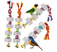 SUPVOX Juego de 4 Juguetes para Pájaros Piedras para Masticar Loros Moler El Campanas Decorativas con Cuentas para Periquitos Y Cotorras