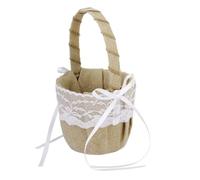 SUPVOX Juego de 6 Cojines para Portador de Anillos de Boda Rústica, Cesta de Flores de Arpillera, Yute y Encaje, Ideales para Ceremonias Campo