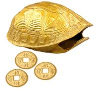 SUPVOX Juego de Adivinación Monedas de Cobre Chinas y Caparazón de Tortuga Pequeño, Accesorio Tradicional Vintage para Decoración Feng Shui y Rituales Budistas, Set de 3 Monedas Antiguas