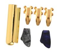 SUPVOX Juego de Anillos Deslizantes Metálicos para Dedos y Pulgar, Anillos Sólidos para Guitarra Eléctrica, Acústica, Ukelele, con Estuche Portátil y Púas Abiertas para Fingerstyle