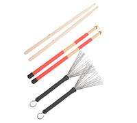 SUPVOX Juego de Brochas de Alambre Ligero y Equilibrado con Baquetas de Madera y Acero Incluye Bolsa para Batería Adecuado para Conciertos y Bares
