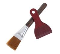 SUPVOX Juego de Cepillo y Raspador de Té 2 Piezas Cepillo de Madera Negra 19x3 Cm Raspador Grande 10x5.8 Cm Accesorios para Limpieza de Bandejas de Té en Hogar y Restaurante