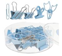 SUPVOX Juego de Clips de Papel Multifunción para Oficina Clips de Archivo de Metal Azul de Archivos Caja Variedad para Organizar Documentos