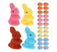 SUPVOX Juego de Decoración para Pascua Huevos de Espuma Moteados y Mini Conejitos Flocados, 15 G, Adornos de Mesa para Fiesta de Cumpleaños y Decoración del Hogar