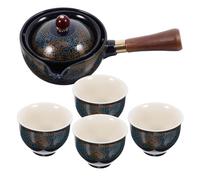 SUPVOX Juego de Té Chino Estilo Kung Fu 1 Tetera Cerámica Azul y Filtro Resistente al Calor, 1 Tetera Pequeña Asa Lateral y 4 Tazas para Hogar y Viajes