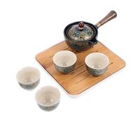 SUPVOX Juego de Té Kung Fu Práctico para Uso Doméstico y Viaje, Juego de Cerámica Tetera Antideslizante y 6 Tazas, Vajilla Portátil para Amantes del Té y Exteriores, Estuche de