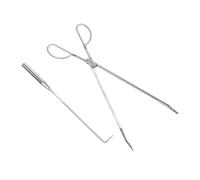 SUPVOX Juego de Tenazas y Atizador de Fuego de Acero Inoxidable, 2 Piezas, Herramienta para Chimeneas y Fogatas, Manejo Seguro de Leña y Cenizas, Uso para Camping, Barbacoas y Patios