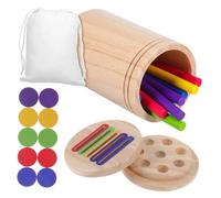SUPVOX Juego De Vasos y Palitos De Madera Clasificación De Colores Educativa Juguete De Inteligencia Montessori