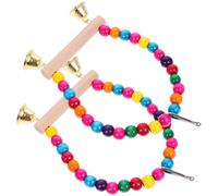 SUPVOX Juguete para Pájaros Columpio de Madera 2 Piezas con Campana para Desarrollar Equilibrio y Coordinación en Mascotas Pequeñas Color Aleatorio