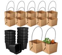 SUPVOX Kit De 12 Mini Macetas para Suculentas De Plástico con Orificios De Drenaje Maceteros Pequeños Cuadrados De 3.34X3.14 Pulgadas con Bolsas De Papel Kraft para Decoración Y Regalos