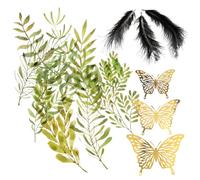 SUPVOX Kit de Materiales para Cianotipo DIY Recortes de Plástico y Plumas 14g, Plantilla para Impresión Solar, Papel Auxiliar para Manualidades Creativas y Arte de Impresión Casera