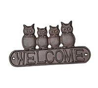 SUPVOX Letrero Colgante de Bienvenida de Hierro con Diseño de Búho Decoración Rústica para Puertas y Porche Exterior Resistente y Duradero para Jardín y