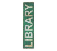 SUPVOX Letrero de Biblioteca Vintage de Hojalata Metálica Rústica, Decoración de Pared Artística para Exteriores E Interiores, Placa Mural Cita Literaria para Hogar, Oficina y Sala