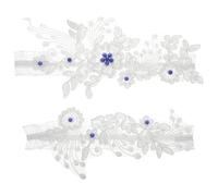 SUPVOX Liga de Encaje Elástica Anillo de Perlas Azul para Novia Cinturón de Pierna Floral Tamaño Estándar Accesorio para Boda y Fiesta