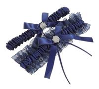 SUPVOX Ligas para Novia de Encaje Delicado, Accesorio Nupcial de Muslo en Azul Marino, 2 Piezas para Boda, Decoración Elegante para Vestido de Dama de Honor