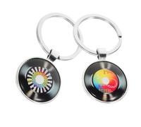 SUPVOX Llavero Colgante de Disco de Vinilo Retro de Aleación de Zinc, 2 Piezas Plateadas, Llavero Portátil Ligero para Decoración de Bolsos y Regalos para Amantes Música