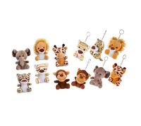SUPVOX Llavero Colgante de Peluche Animal Selva Mini, Set de 12 Piezas (6 Modelos X 2), Muñecos Pequeños de Felpa para Bolso, Mochila y Decoración Creativa